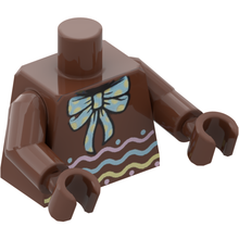 Part 973pb3841c01 - Torso with Bright Light Blue Bow with Polka Dots, Bright Pink, Bright Light Yellow Wavy Lines Pattern (BAM) / Reddish Brown Arms / Reddish Brown Hands