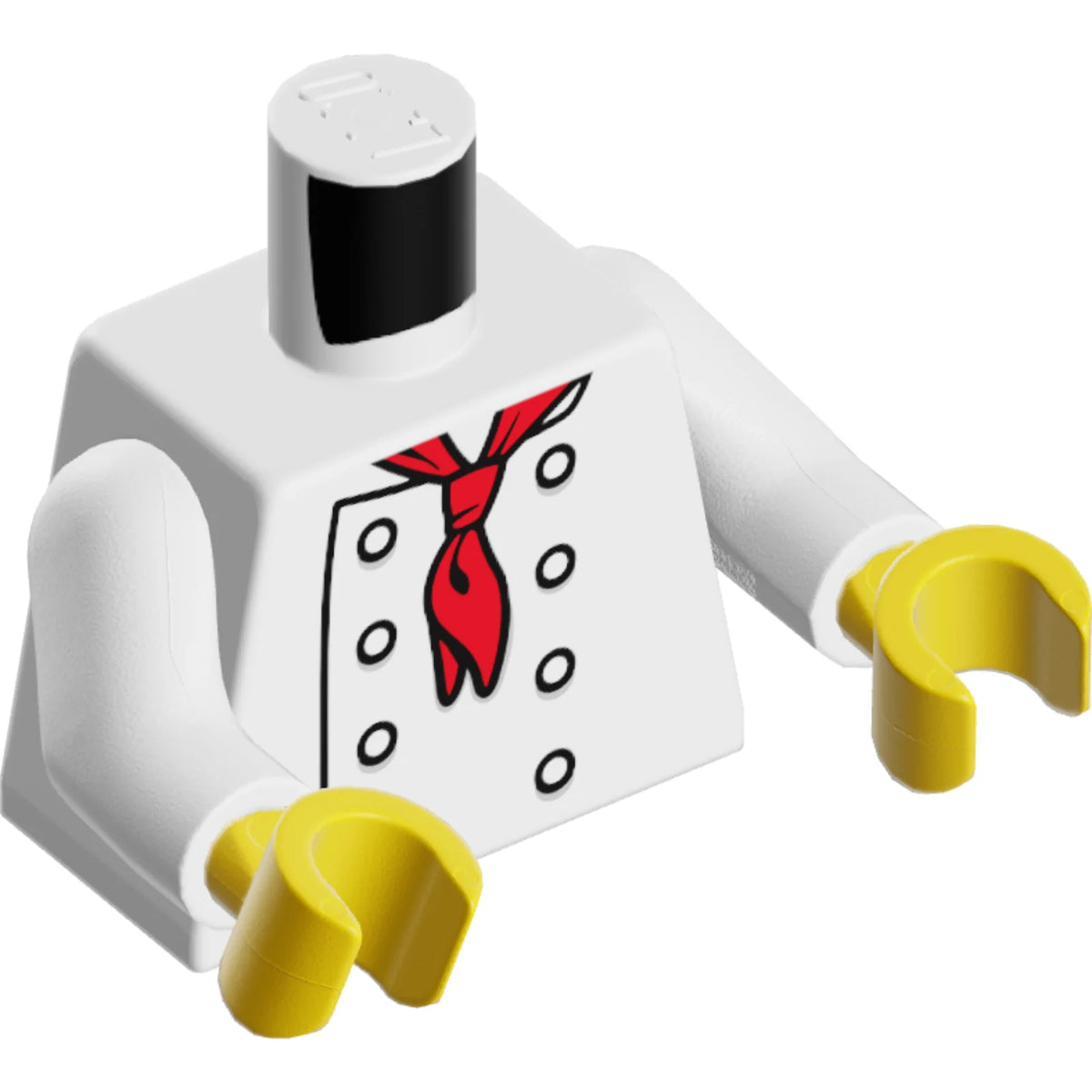 Part 973pb3863c01 - Torso Chef with 8 Buttons, Long Red Neckerchief, No Wrinkles Pattern / White Arms / Yellow Hands