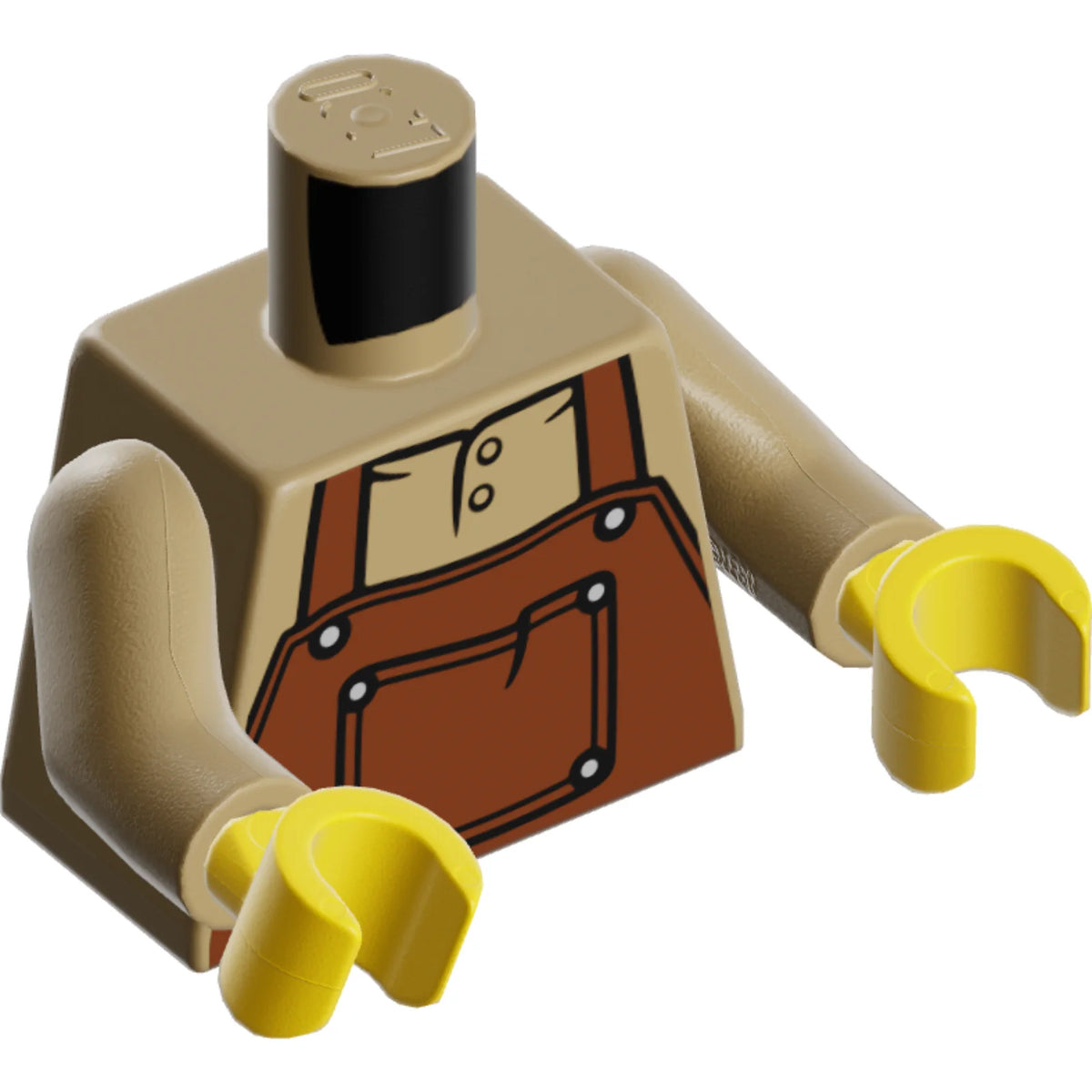 Part 973pb4201c01 - Torso Reddish Brown Apron with Pocket over Shirt with Buttons Pattern / Dark Tan Arms / Yellow Hands