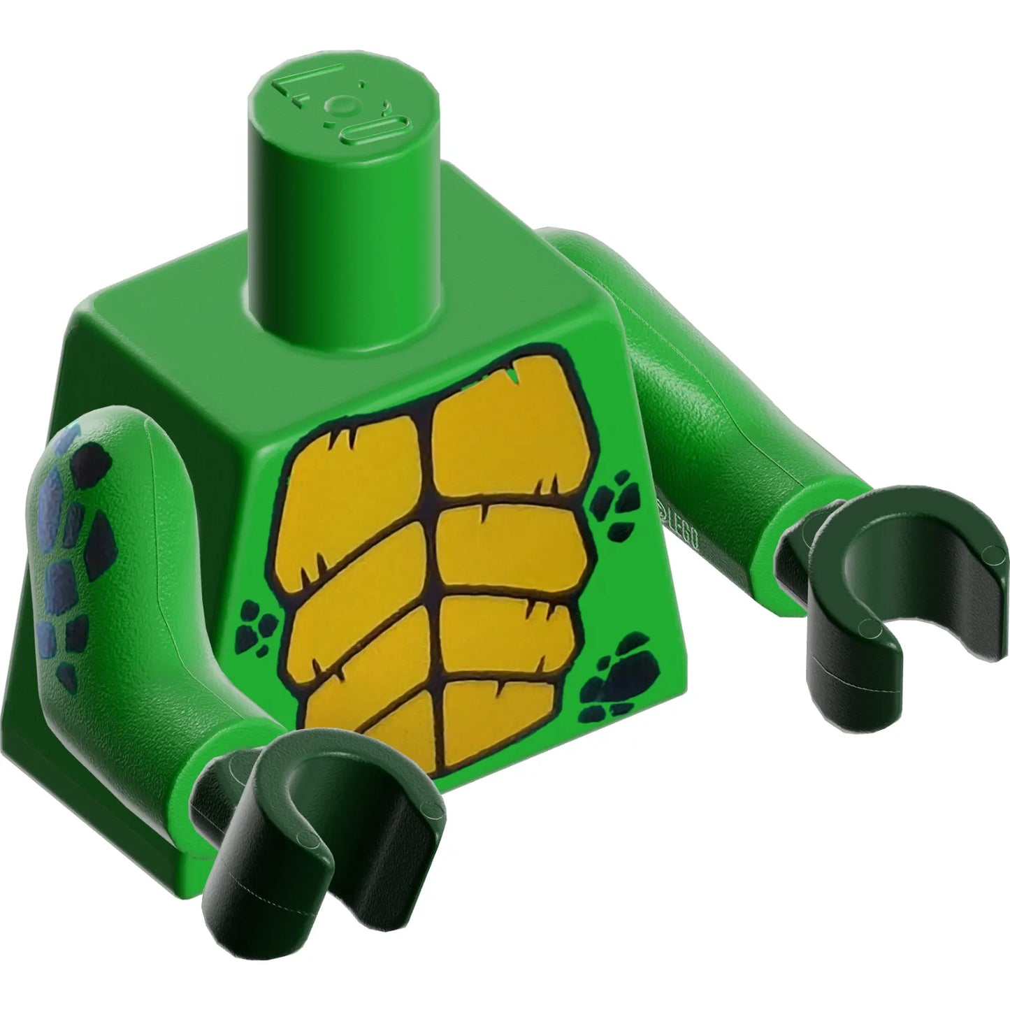 Part 973pb4864c01 - Torso with Bright Light Orange Large Scales and Black Small Scales Pattern / Green Arms with Black Scales Pattern / Dark Green Hands