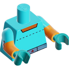 Part 973pb4869c01 - Torso Orange Collar, Dotted Line, Silver Belt Pattern / Orange Arms with Medium Azure Short Sleeves, Silver Tape, 'ON/OFF' Switch Pattern / Dark Turquoise Hands