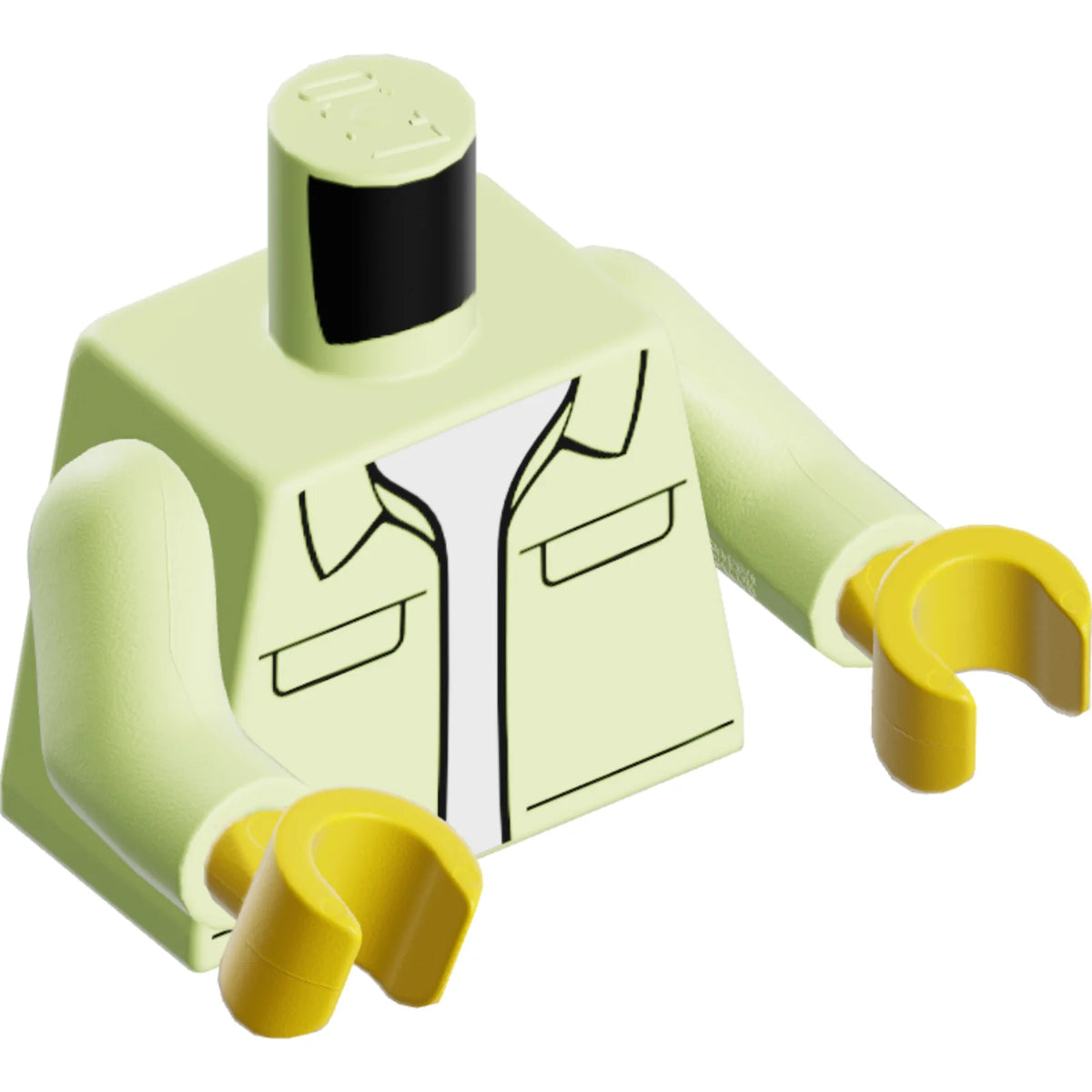 Part 973pb5779c01 - Torso Jacket with Black Outlined Collar and Pockets over White Shirt Pattern / Yellowish Green Arms / Yellow Hands