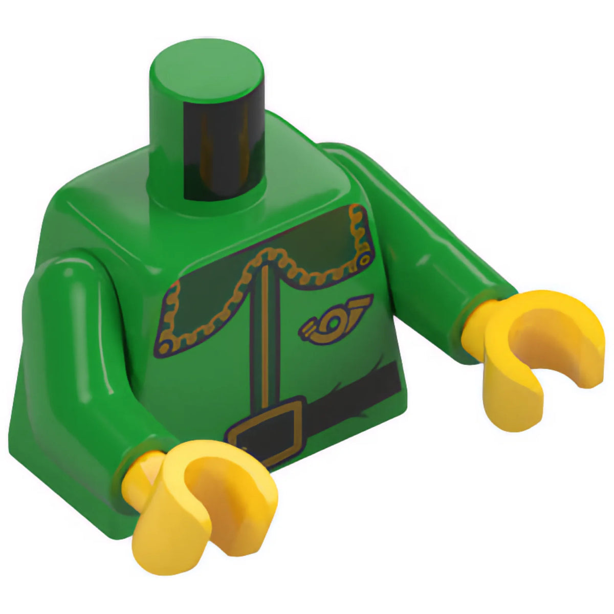 Part 973pb4596c01 - Torso Button Up Shirt, Apron with Prison Stripes Pattern / Bright Green Arms / Yellow Hands