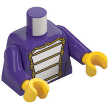 Part 973pb6424c01 - Torso Marching Band Uniform with White Panel and Gold Filigree Pattern / Dark Purple Arms / Yellow Hands