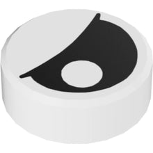 Part 98138pb027 - Tile, Round 1 x 1 with Black Eye Partially Closed with Off-Center Pupil Pattern