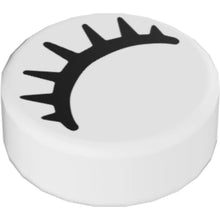Part 98138pb028 - Tile, Round 1 x 1 with Black Eye Closed with 7 Eyelashes Pattern