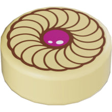 Part 98138pb037 - Tile, Round 1 x 1 with Cookie Magenta Center Pattern