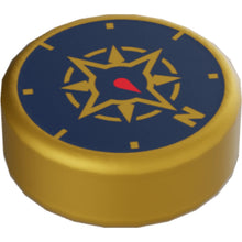 Part 98138pb045 - Tile, Round 1 x 1 with Dark Blue Compass Rose and Red Needle Pattern