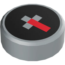 Part 98138pb073 - Tile, Round 1 x 1 with Red Rectangle and White Squares on Black Background Pattern (Minecraft Compass)