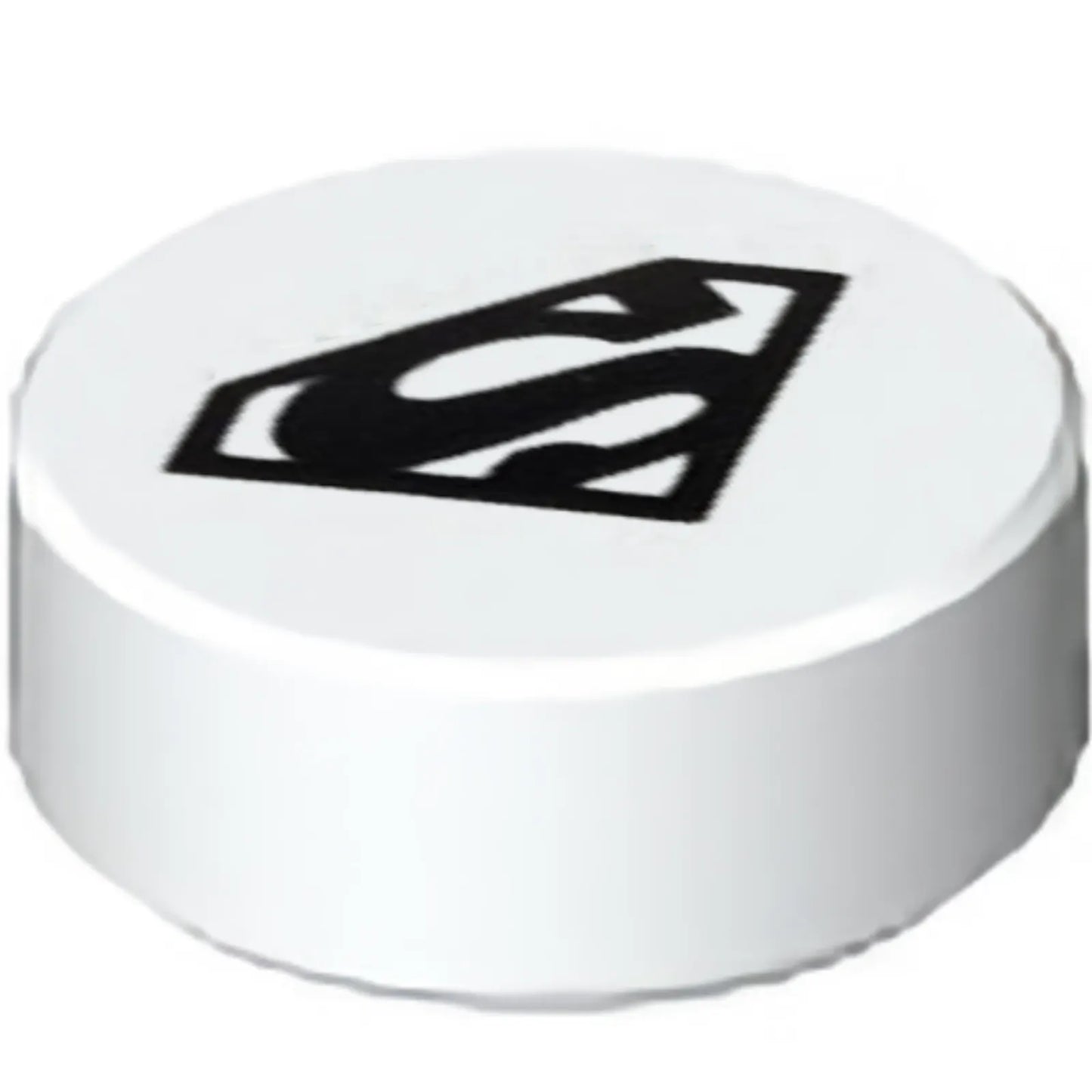 Part 98138pb082 - Tile, Round 1 x 1 with Black Superman Logo Pattern