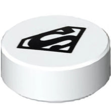 Part 98138pb082 - Tile, Round 1 x 1 with Black Superman Logo Pattern