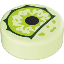 Part 98138pb109 - Tile, Round 1 x 1 with Lime Eye with Black Pupil Partially Closed Pattern