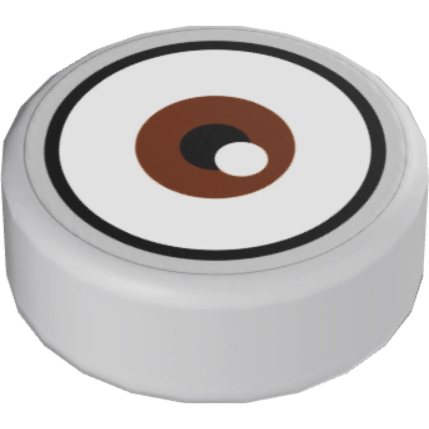 Part 98138pb143 - Tile, Round 1 x 1 with White Eye with Centered Reddish Brown Iris Pattern