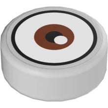 Part 98138pb143 - Tile, Round 1 x 1 with White Eye with Centered Reddish Brown Iris Pattern