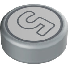 Part 98138pb174 - Tile, Round 1 x 1 with Dark Bluish Gray Outlined Number 5 on Silver Background Coin Pattern