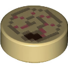 Part 98138pb176 - Tile, Round 1 x 1 with Pixelated Minecraft Coral and Dark Tan Nautilus Shell Pattern