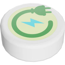 Part 98138pb264 - Tile, Round 1 x 1 with Green Electric Power Plug and Medium Azure Lightning Bolt on Yellowish Green Background Pattern