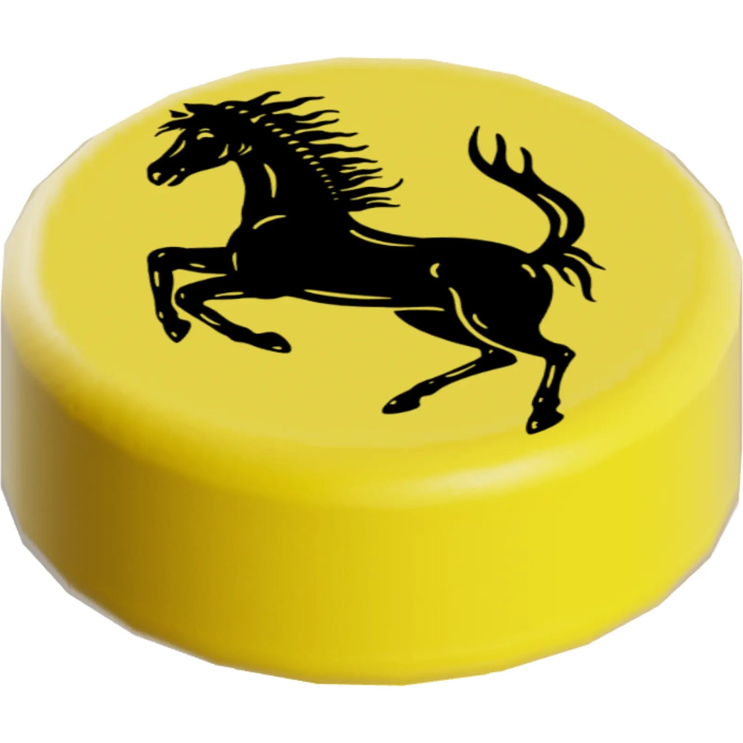 Part 98138pb319 - Tile, Round 1 x 1 with Black Horse Silhouette Ferrari Logo Pattern