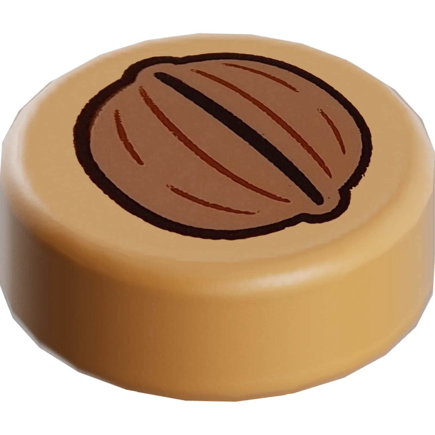Part 98138pb322 - Tile, Round 1 x 1 with Nougat Walnut Pattern