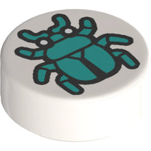 Part 98138pb428 - Tile, Round 1 x 1 with Dark Turquoise Beetle Pattern