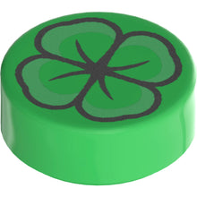 Part 98138pb441 - Tile, Round 1 x 1 with Green and Black Four-Leaf Clover Pattern