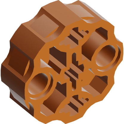 Part 98585 - Technic, Axle Connector Block Round with 2 Pin Holes and 3 Axle Holes (Hero Factory Weapon Barrel)