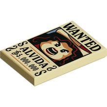 Part 26603pb534 - Tile 2 x 3 with Wanted Poster with Black 'WANTED' 'ALVIDA' (Belly) '5.000.000' Pattern