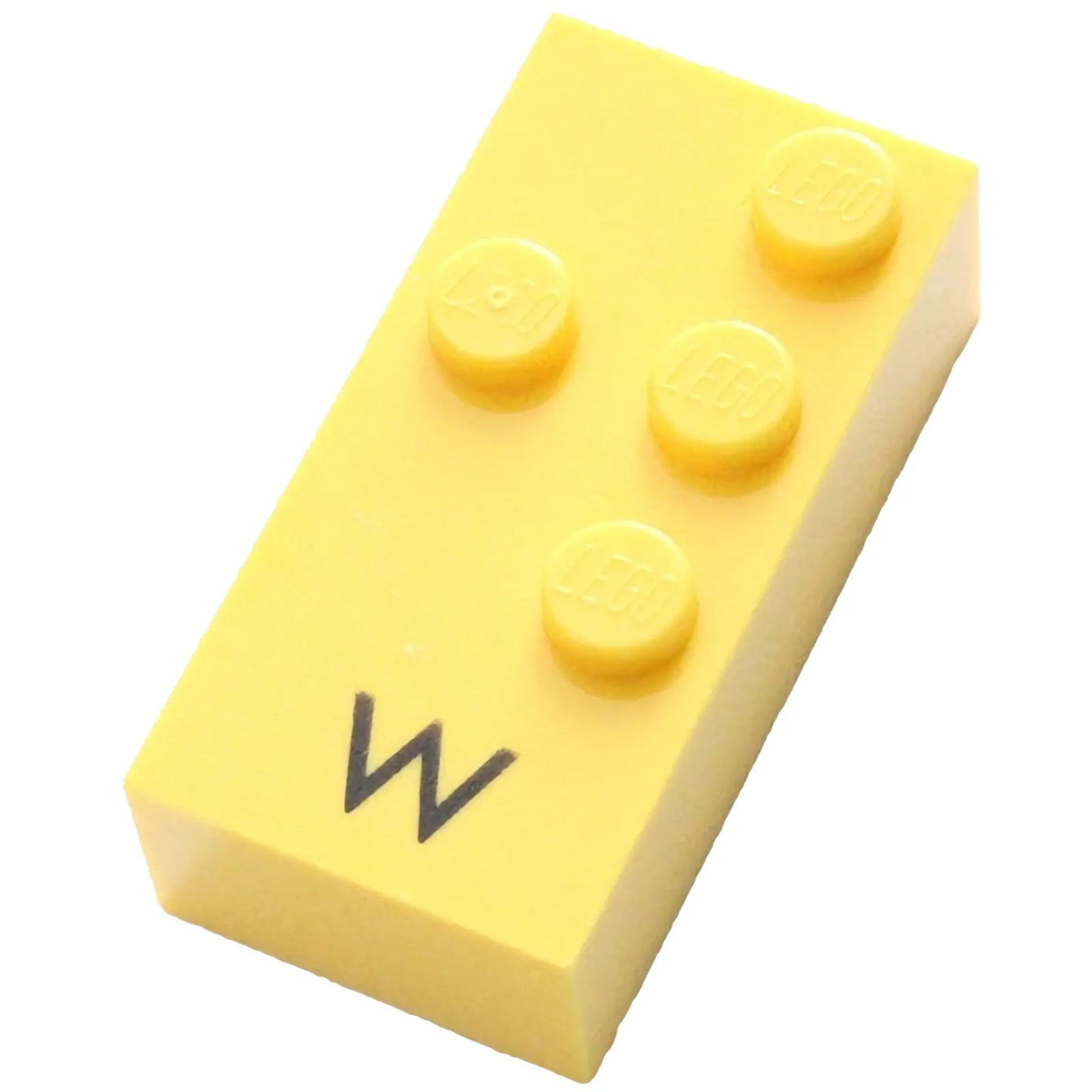 Part 65549pb01 - Brick, Braille 2 x 4 with 4 Studs with Black Capital Letter W Pattern (dots-2456 ⠺)