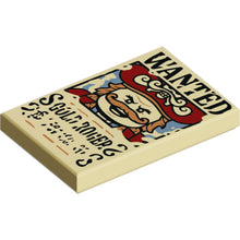 Part 26603pb530 - Tile 2 x 3 with Wanted Poster with Black 'WANTED' 'GOLD ROGER' (Belly) Illegible Pattern