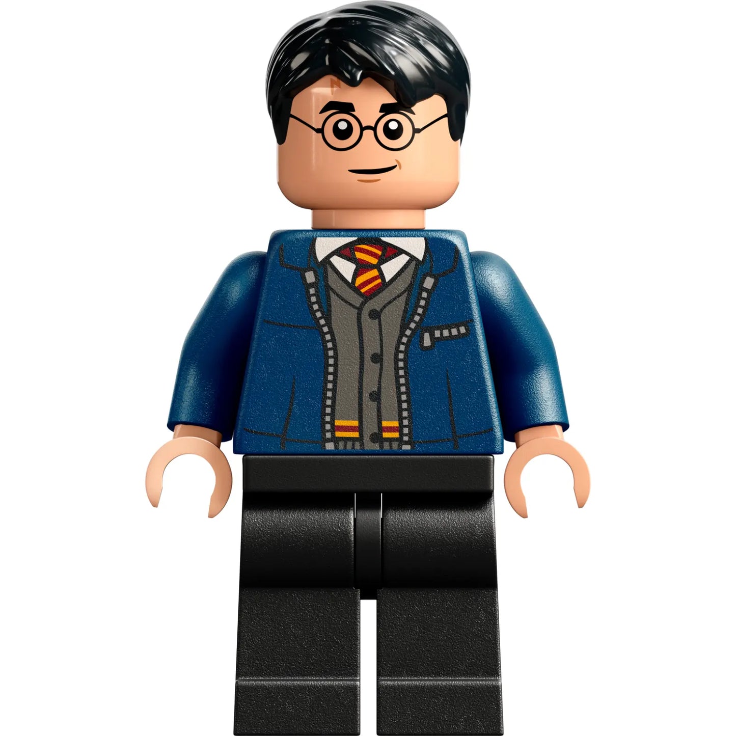 Minifig hp346 - Harry Potter - Dark Blue Open Jacket over Gryffindor Cardigan Sweater, Black Legs