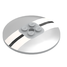 Part 44375bpb25 - Dish 6 x 6 Inverted (Radar) - Solid Studs with Black and White Stripes on Metallic Silver Background Pattern