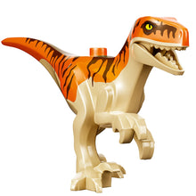 Part Atrocira01 - Dinosaur Atrociraptor with Orange Back, Reddish Brown Stripes, and Bright Light Orange Eyes