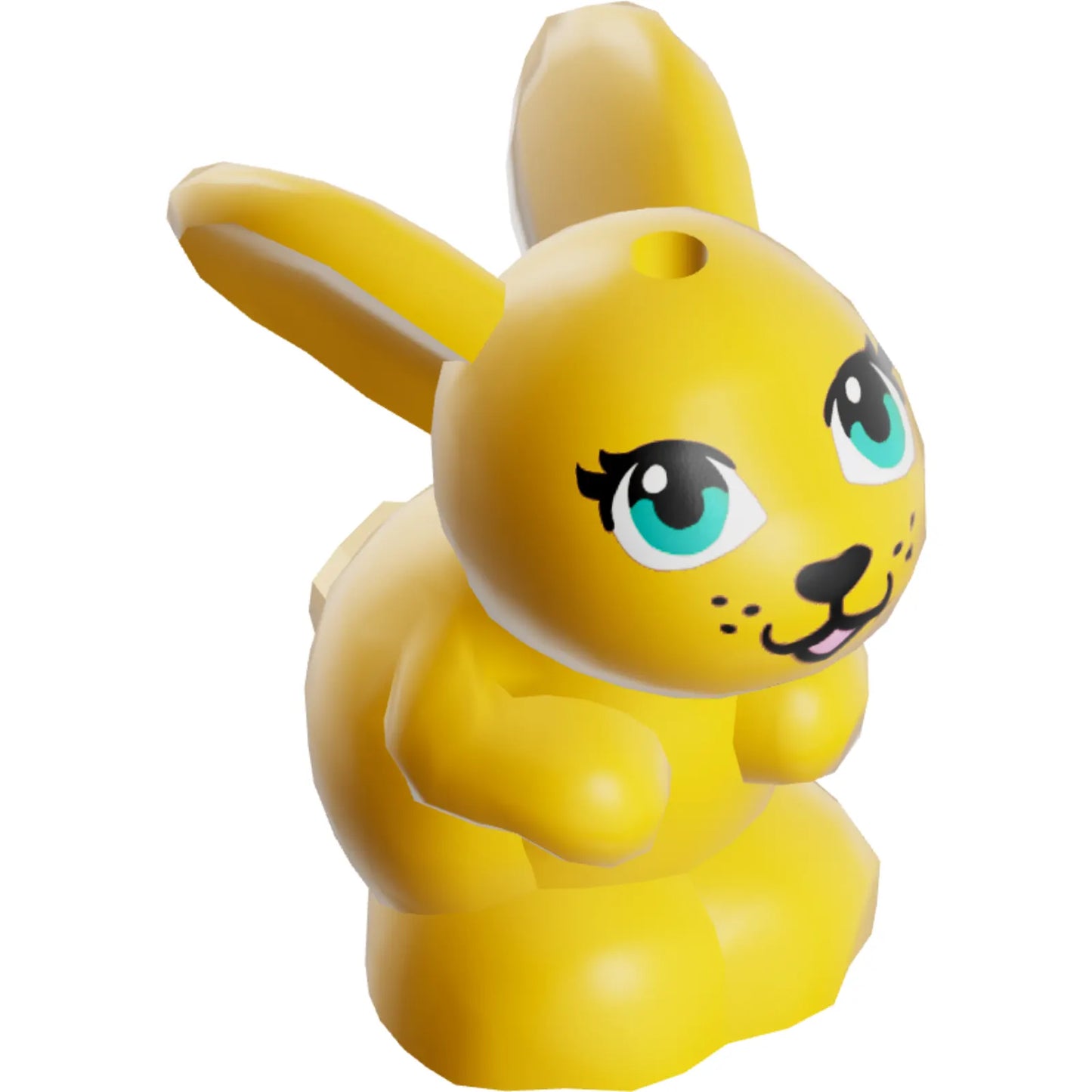 Part 34050pb03 - Bunny / Rabbit, Friends, Sitting with Dark Turquoise Eyes, Black Nose and Mouth, and Bright Pink Tongue Pattern
