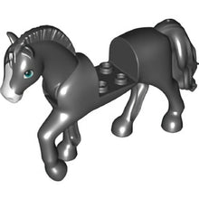 Part bb1279c03pb01 - Horse with 2 x 2 Cutout and Movable Neck with Molded Black Tail and Roached Mane and Printed White Blaze Pattern (Khan)