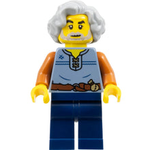 Minifig cas583 - Tapestry Weaver - Sand Blue Vest, Dark Blue Legs, Light Bluish Gray Wavy Hair