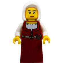 Minifig cas586 - Innkeeper - Female, Dark Red Dress, White Hood