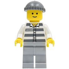 Minifig cty0028 - Police - Jail Prisoner 50380 Prison Stripes, Light Bluish Gray Legs, Dark Bluish Gray Knit Cap
