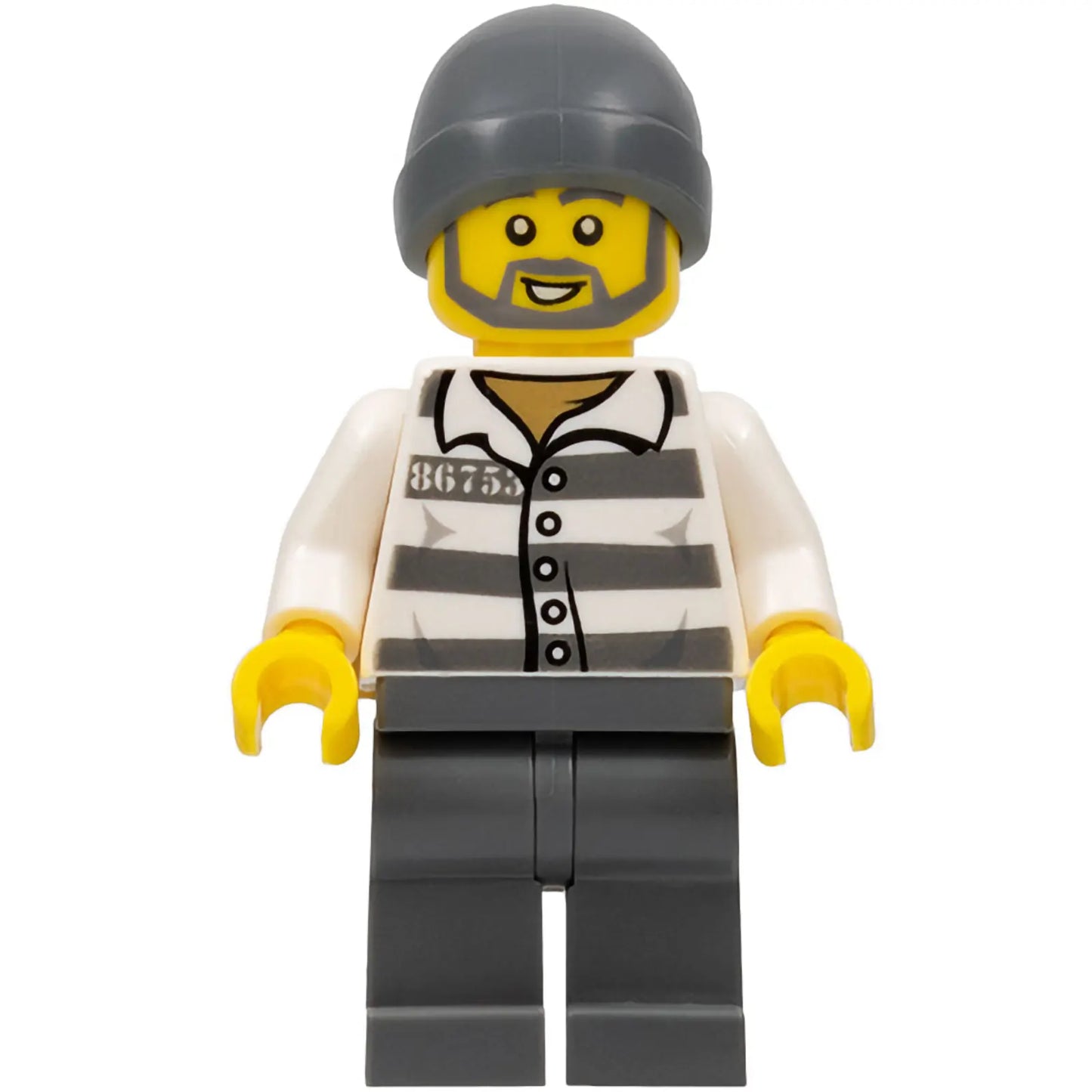 Minifig cty0715 - Police - Jail Prisoner 86753 Prison Stripes, Dark Bluish Gray Beanie