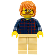 Minifig cty0726 - Plaid Button Shirt Front and Back, Tan Legs, Dark Orange Tousled Hair