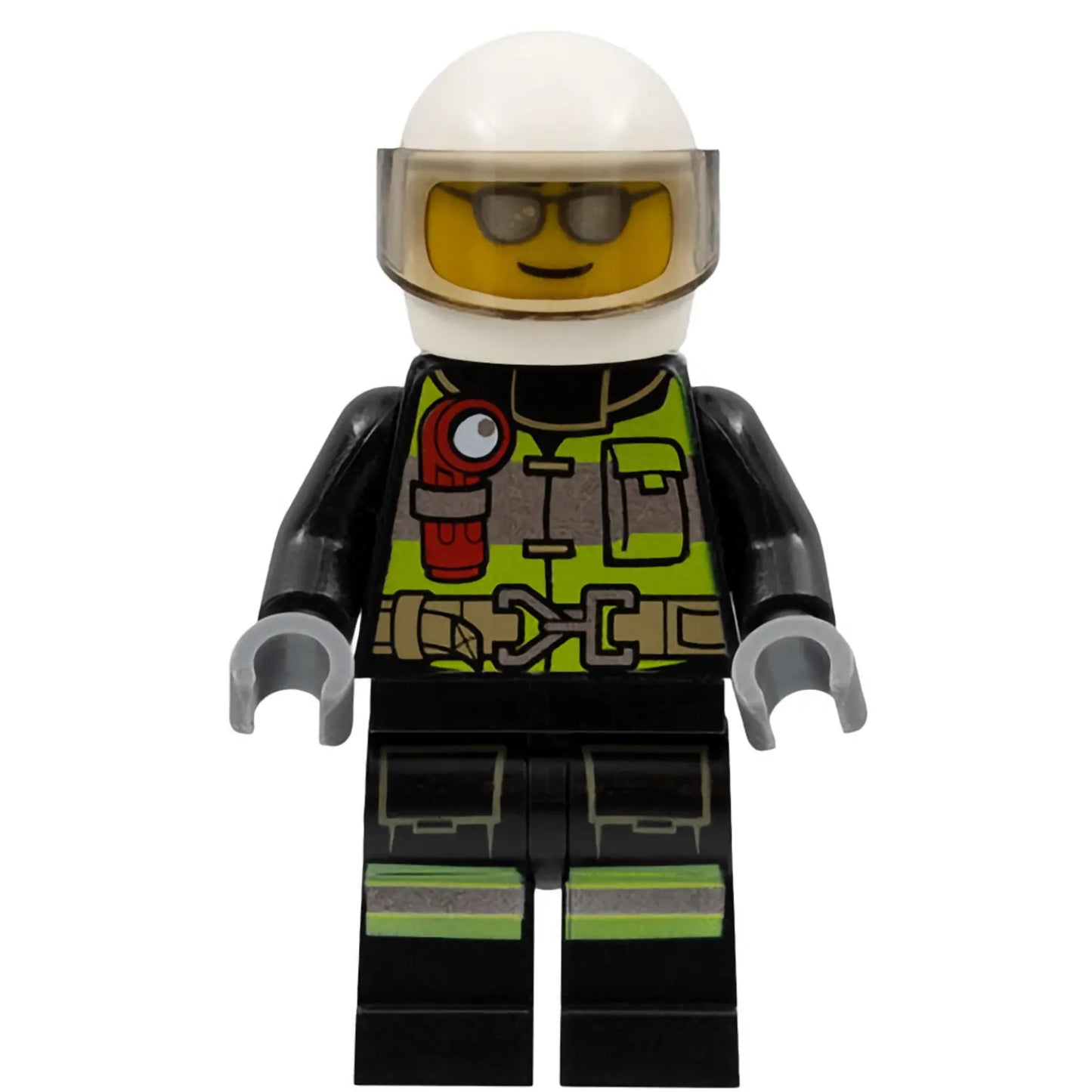 Minifig cty0972 - Fire - Reflective Stripes, Black Suit, White Helmet, Silver Sunglasses