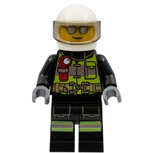 Minifig cty0972 - Fire - Reflective Stripes, Black Suit, White Helmet, Silver Sunglasses