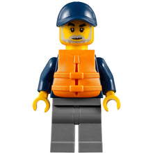 Minifig cty1177 - Deep Sea Explorers Boat Captain - Dark Blue Turtleneck Sweater and Cap, Dark Bluish Gray Legs, Life Jacket