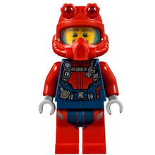 Minifig cty1180 - Scuba Diver - Male, Open Mouth, Dark Tan Beard, Red Helmet, White Air Tanks, Red Flippers