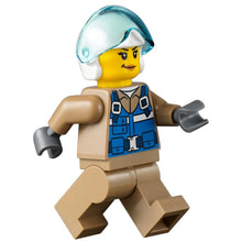 Minifig cty1307 - Wildlife Rescue Pilot - Female, Blue Vest, White Helmet, Dark Tan Legs, Smirk