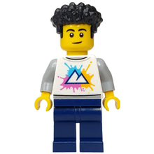 Minifig cty1340 - Hospital Visitor - Male, White Shirt with Mountains Logo, Dark Blue Legs, Black Coiled Hair