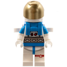 Minifig cty1409 - Lunar Research Astronaut - Female, White and Dark Azure Suit, White Helmet, Metallic Gold Visor, Backpack Clips, Open Mouth Smile