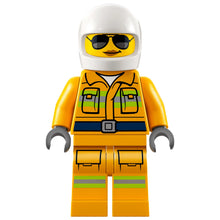 Minifig cty1433 - Fire - Reflective Stripes, Bright Light Orange Suit, White Helmet, Sunglasses