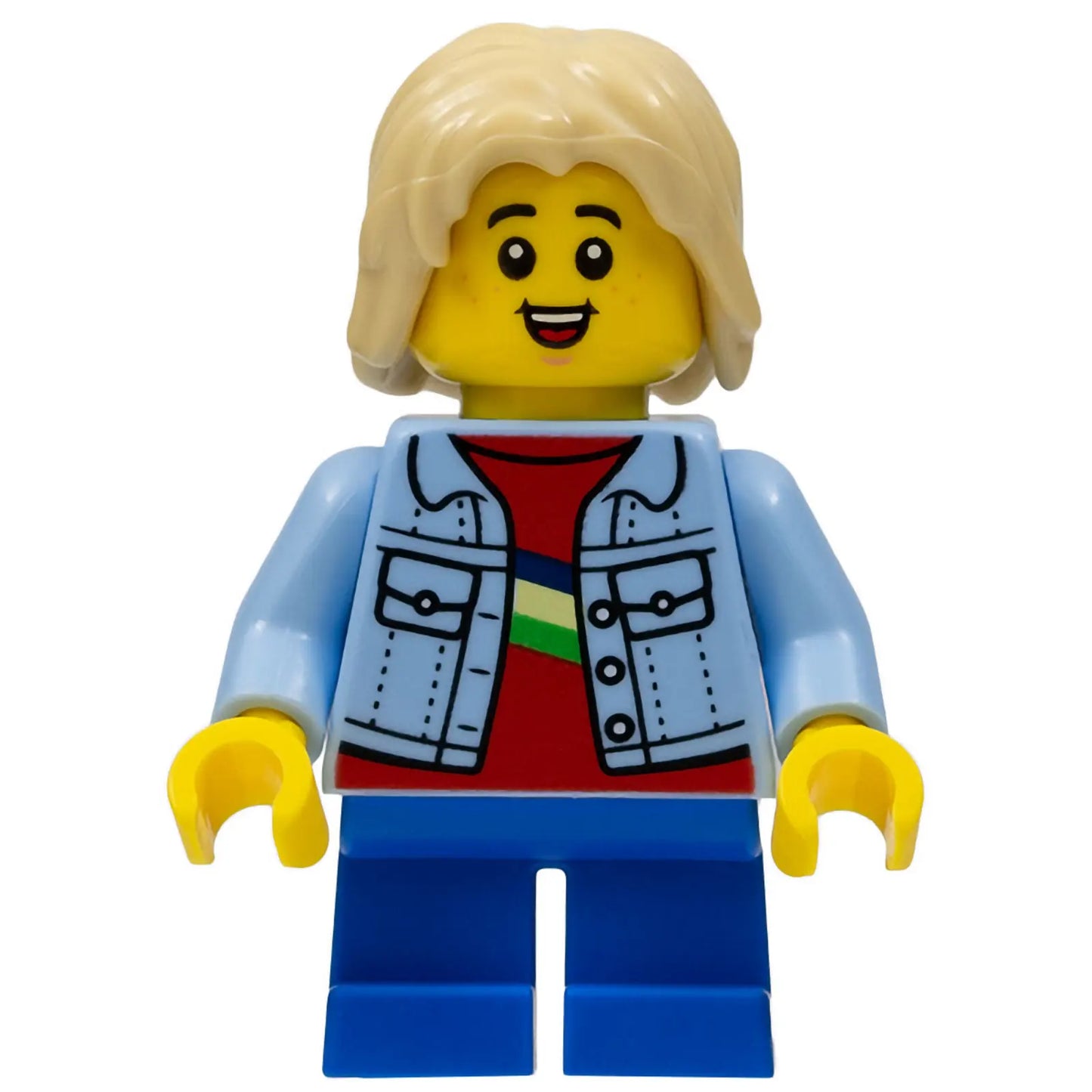 Minifig cty1459 - Child - Boy, Bright Light Blue Denim Jacket, Blue Short Legs, Tan Hair, Freckles