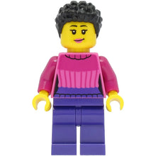 Minifig cty1463 - Car Driver - Female, Dark Pink Sweater, Dark Purple Legs, Black Hair