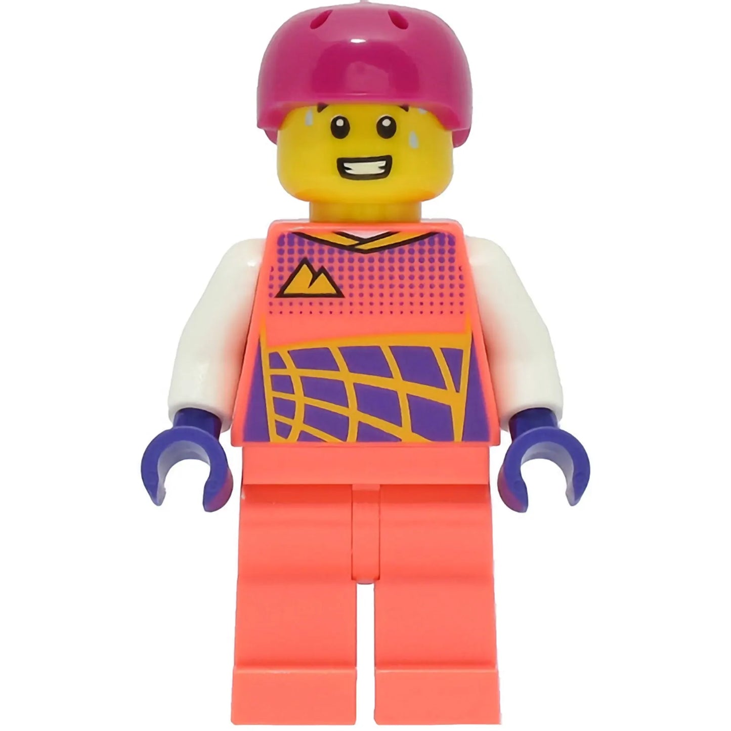 Minifig cty1470 - Cyclist - Male, Coral Racing Suit, Magenta Helmet